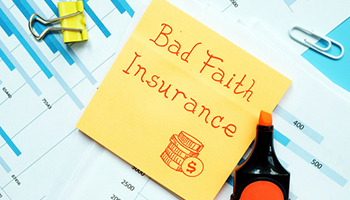 Note with bad faith insurance text written